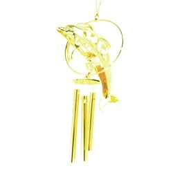Dolphin Porpoise Wind Chime 24k Gold Plated W/ Crystals