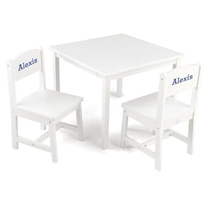 KidKraft Aspen Table and Chair Set White with Blue Serif