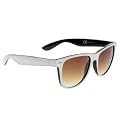 Occhiali da sole modello Wayfarer vintage 1980 - Unisex - Taglia Small - con montatura in color bianco esterno e nero interno e lente color gigio sfumato. Completi di sacchetto protettivo, panno pulisci occhiali e cordicelle. Protezione totale UV400.