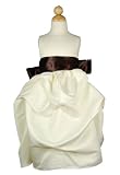 Sleeveless Satin A-line Dress, Ivory/Chocolate, flower girl, special occasion dress