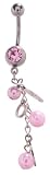 Beautiful pearl pearls dangling belly ring