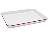 Enamelware Jelly Roll Tray - Solid White with Red Rim