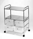 Pibbs D4W Chrome Rolling Cart with Drawers