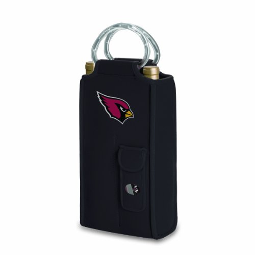 NFL Arizona Cardinals Metro Brunello Insulated Neoprene Two-Bottle Wine Tote with Corkscrew, Black