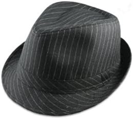 Black Pinstripe Fedora Hat unisex Cap gangster classy vintage hat