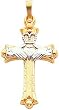 14K Two Tone Gold Claddagh Cross Pendant