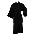 Waffle Weave Bathrobe, Black