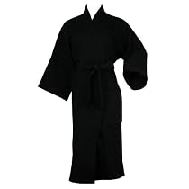 Waffle Weave Bathrobe, Black