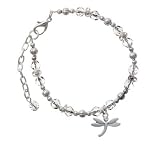 Small Silver Dragonfly with Swarovski Crystal Clear Czech Glass Beaded Charm ...