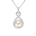 EleQueen 925 Sterling Silver CZ AAA Button Cream Freshwater Cultured Pearl Infinity Bridal Pendant Necklace