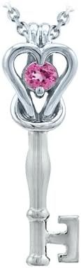 Sterling Silver and Pink Tourmaline Love Knot Key Pendant