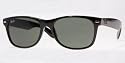 Ray Ban RB2132 New Wayfarer 901L Sunglasses Black Frame With Crystal Green Lens Size 55-18-135