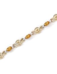 14K Yellow Gold Oval Citrine and Diamond Bracelet