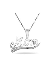 Diamond Mom Pendant in Solid .925 Sterling Silver