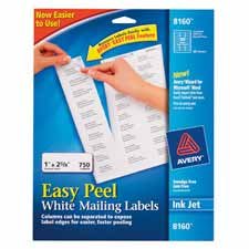 Avery Easy Peel 1 x4 Inch White Address Labels 500 Count (8161)