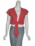 VELVET Coral Pink Cropped Wrap Sash Tie Top