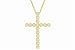 14K Yellow Gold Cross Pendant Enhanced with Filigree Bezel Set Diamonds, Sliding on a 16 Cable-Chain Necklace