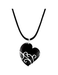 Sterling Silver GENUINE ONYX HEART PENDANT WITH 18 INCHES VELVET CORD AND FREE VELVET GIFT BOX