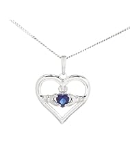 September - Blue Sapphire Birthstone Claddagh Pendant