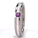 New 4mm Titanium Tension Set Ring w/ Silver Inlay, Alexandrite Bands, Free Sizing 4.5-11