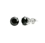 14k White Gold Black Diamond Stud Earring (3.00 cttw)