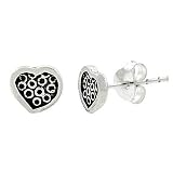 Sterling Silver Dotted Mini Heart Stud Children's Earrings