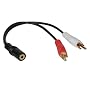 Y Adapter Audio Cable Gold 2 Male RCA to 1 Female 3.5mm