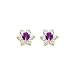 14K Yellow Gold February CZ Birthstone Flower Stud title=