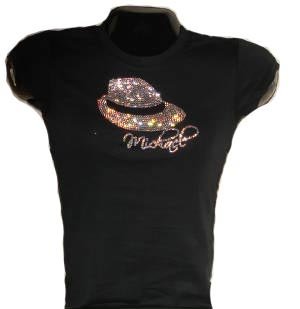 Michael Top Hat Swarovski Rhinestone Crystal Women's T-Shirt