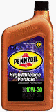 Pennzoil 160554 10W30 High Mileage Motor Oil, Case of Six 1 Quart Bottles