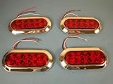 4 6 Red LED CHROME Flange Truck Trailer Boat RV Light by Global Parts