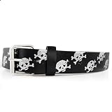 Hip Hop Wholesale - BLACK SKULL BELT WITH BUCKLE, FITS ANY KIND OF BUCKLE