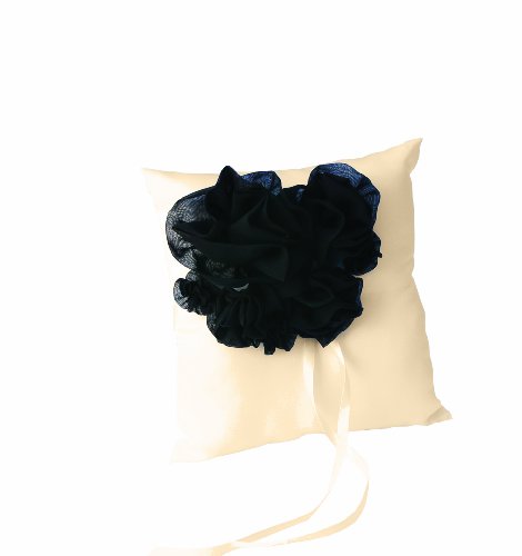 Ivy Lane Design Wedding Accessories Chelsea Collection Ring Pillow, Ivory and Black