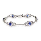 Eve's Addiction Exquisite Vintage Style Sapphire CZ Silver Tennis Bracelet