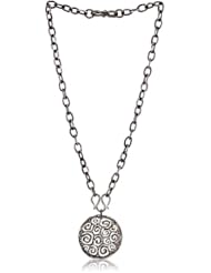 Deanna Hamro Atelier Pave Swirl Disc Large Pendant Necklace on Hammered Chain Necklace