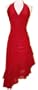 Ruched Ruffle Holiday Party Cocktail Halter Dress, 2X, Red