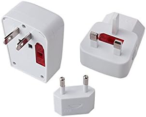 Universal Travel Wall Charger USB Charger, All in One AC Power, AU UK US EU CN Plug Adapter, All power adapters compact in a carrying case (White)