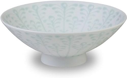 New Hakusan pottery white bowl with light green pattern HasamiYaki from Japan S-23