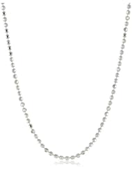 Italian 14k White Gold 1mm Diamond Cut Beaded Chain Necklace