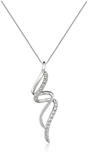 10k white gold diamond free-form pendant necklace (1/4 …
