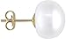 14k Yellow Gold Stud Earrings with Classic Freshwater Cultured Button Pearls, Pearls from 5-12.5 mm, Gift Box Included with Earrings