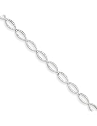 14k White Gold Polished Oval Link Bracelet Length 7.25"