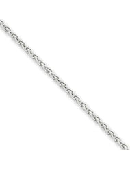 2.25mm, 14 Karat White Gold, Round Wheat Chain - 7 inch