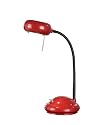 Normande Lighting 40W Halogen Desk Lamp. 15" High with a Black Flexible Gooseneck and Red Plastic Shade and Base.