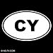 CY - Cyprus - Country Code Vinyl Decal Sticker | Vinyl Color: White