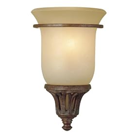 Murray Feiss WB1237BRB One-Light Stirling Castle Collection Wall Bracket, British Bronze with Antique Excavation Glass Shade