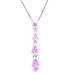 Ladies Rhodium 4 Drop Pear Pink Cubic Zirconia Pendant