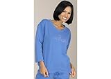 Misses SunBay 3/4 Sleeve Rhinestone Fish Design Top