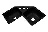 Lyons Industries DKS22V-3.5 Black 32.25-Inch by 32.25-Inch Manufactured/Mobile Home Acrylic Corner Kitchen Sink, Three Hole