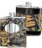 Weber Camo Breakup W/black Leather Hip Flask